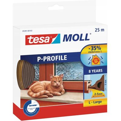 tesa P Těsnící páska - 9mm Hnědá - Úspora energie tesa P Těsnící páska - 9mm Hnědá - Úspora energie