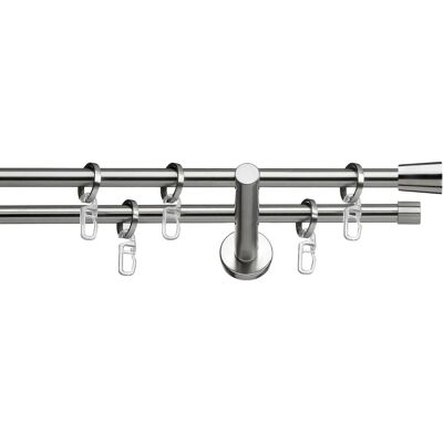 INDEKO Granada Stahl Gardinenstange - 160cm, Silber, 2-läufig, Komplettset INDEKO Granada Stahl Gardinenstange - 160cm, Silber, 2-läufig, Komplettset
