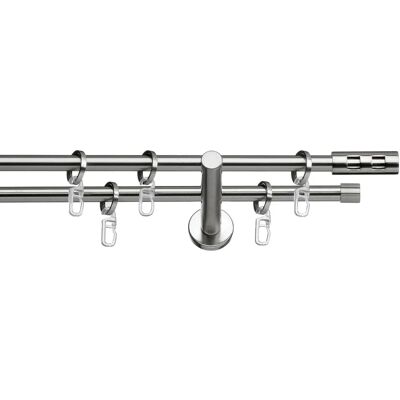 INDEKO Teneriffa Silber Gardinenstange - 120cm, 2-läufig, Stahl INDEKO Teneriffa Silber Gardinenstange - 120cm, 2-läufig, Stahl
