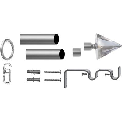 INDEKO Gardinenstange Kegel Glas klar - Stahl, 120cm, Silber INDEKO Gardinenstange Kegel Glas klar - Stahl, 120cm, Silber