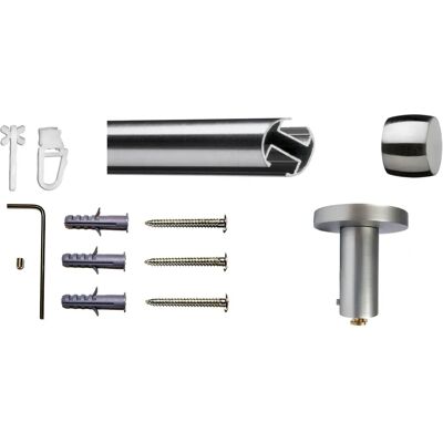 Indeko Consul Gardinenstange - 210cm, Ø20mm, silber - Innenlauf, Komplett Indeko Consul Gardinenstange - 210cm, Ø20mm, silber - Innenlauf, Komplett