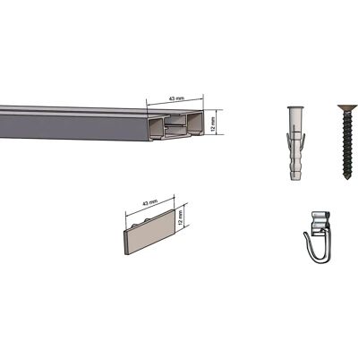 indeko Objektschiene 260cm, silber, 2-läufig, Aluminium, Kunststoff indeko Objektschiene 260cm, silber, 2-läufig, Aluminium, Kunststoff