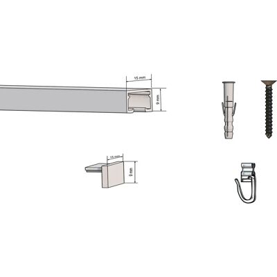 Indeko Maßgeschneidertes 250cm Gardinenstangen-System - Aluminium & Kunststoff Indeko Maßgeschneidertes 250cm Gardinenstangen-System - Aluminium & Kunststoff