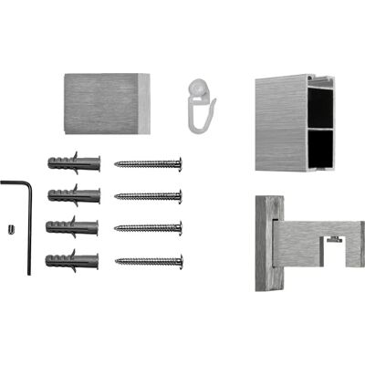 INDEKO Inline Edelstahl Gardinenstange - 120cm Aluminium Komplett-Set INDEKO Inline Edelstahl Gardinenstange - 120cm Aluminium Komplett-Set