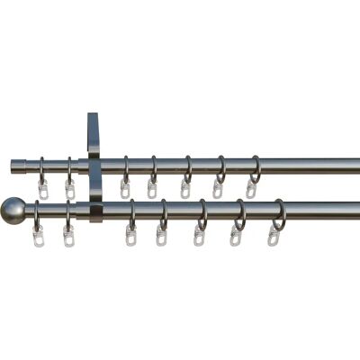 INDEKO Formentor Silber Gardinenstange - 200-350cm, 2-läufig, 20mm INDEKO Formentor Silber Gardinenstange - 200-350cm, 2-läufig, 20mm