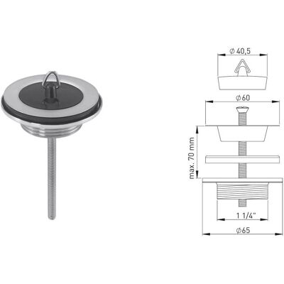 ASW Universalventil - Messing vernickelt 1 1/4" - Stopfen ASW Universalventil - Messing vernickelt 1 1/4" - Stopfen