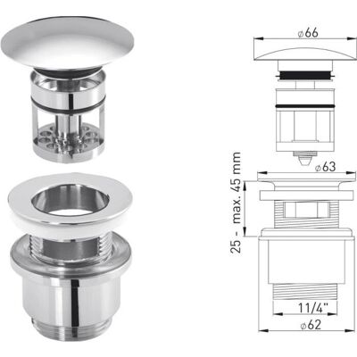 ASW 105609 Chrom Messing Verstellbare Armatur - mit Korb ASW 105609 Chrom Messing Verstellbare Armatur - mit Korb