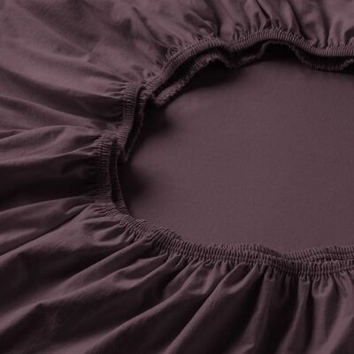 Estella Katoenen Fitted Sheet - 100x200 cm, Aubergine - Matrasbeschermer Estella Katoenen Fitted Sheet - 100x200 cm, Aubergine - Matrasbeschermer