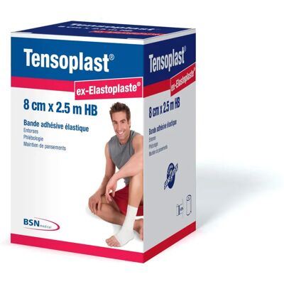 Tensoplast HB Bande Adhésive Élastique - Soutien Médical Sportif - Publicité Tensoplast HB Bande Adhésive Élastique - Soutien Médical Sportif - Publicité