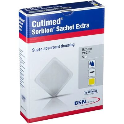 Cutimed Sorbion Sachet Extra - Wundverband - 5cm x 5cm Pack of 5 Cutimed Sorbion Sachet Extra - Wundverband - 5cm x 5cm Pack of 5