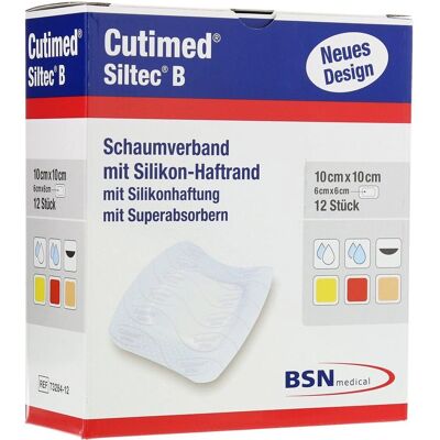 BSN medical GmbH - Cutimed Siltec B Schaumverb.10x10 cm m.Haftr. 12 St BSN medical GmbH - Cutimed Siltec B Schaumverb.10x10 cm m.Haftr. 12 St