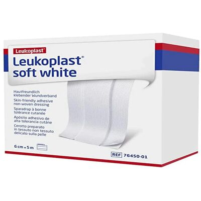 Leukoplast Soft White Bande Adhésive Hypoallergénique - 5 m x 6 cm - Publicité Leukoplast Soft White Bande Adhésive Hypoallergénique - 5 m x 6 cm - Publicité