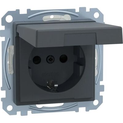 Merten MEG2414-0414 - Anthracite SCHUKO stopcontact met flipdeksel - Stopcontact Merten MEG2414-0414 - Anthracite SCHUKO stopcontact met flipdeksel - Stopcontact
