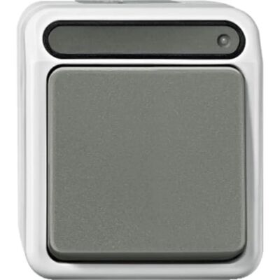 Interrupteur Merten - IP44, 2P, Gris Clair - Interrupteur Interrupteur Merten - IP44, 2P, Gris Clair - Interrupteur
