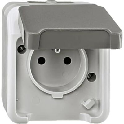 Merten Jasnoszara Wtyczka powierzchniowa Aquastar - IP44, Uziemienie, Pokrywa Merten Jasnoszara Wtyczka powierzchniowa Aquastar - IP44, Uziemienie, Pokrywa
