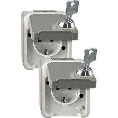 Merten MEG2424-8029 - IP44 Aufputz Steckdose - Schlossbar Merten MEG2424-8029 - IP44 Aufputz Steckdose - Schlossbar