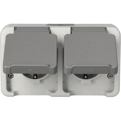 Merten MEG2321-8029 Cinza claro IP44 Tomada dupla de parede Merten MEG2321-8029 Cinza claro IP44 Tomada dupla de parede