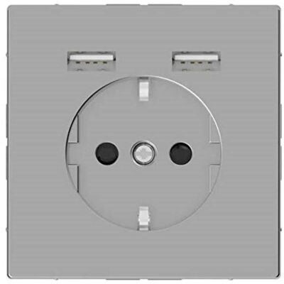 Merten MEG2366-6036 Prise Schuko en Acier Inoxydable avec USB - Prise Électrique Merten MEG2366-6036 Prise Schuko en Acier Inoxydable avec USB - Prise Électrique