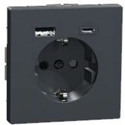 Merten MEG2367-6034 Prise électrique avec USB A+C 3A Anthracite - Prise électrique Merten MEG2367-6034 Prise électrique avec USB A+C 3A Anthracite - Prise électrique