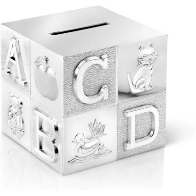 Zilverstad Child's Money Box - Alphabet & Animals - 81x83x77 mm Zilverstad Child's Money Box - Alphabet & Animals - 81x83x77 mm