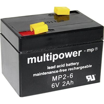 multipower MP2-6 Batterie - 6V 2Ah AGM Plomb Étanche multipower MP2-6 Batterie - 6V 2Ah AGM Plomb Étanche