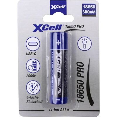 XCell 18650 Lithium-Ion Battery - 3400mAh USB-C XCell 18650 Lithium-Ion Battery - 3400mAh USB-C