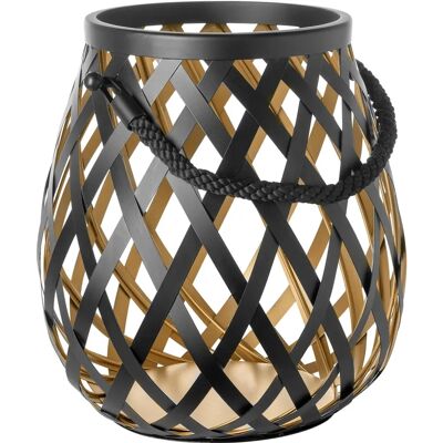FINK OTIS Kerzenlaterne - Edelstahl, Glas, Schwarz/Gold FINK OTIS Kerzenlaterne - Edelstahl, Glas, Schwarz/Gold