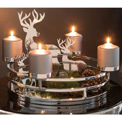 FINK MODENA Edelstahl Adventskerzenhalter - Für 4 Stumpenkerzen, 12cm H, 38cm Ø FINK MODENA Edelstahl Adventskerzenhalter - Für 4 Stumpenkerzen, 12cm H, 38cm Ø