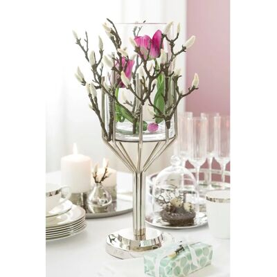FINK LUXOR Windlicht - Silber - 49,5cm - Kerzenhalter, Aluminium, Edelstahl, Glas FINK LUXOR Windlicht - Silber - 49,5cm - Kerzenhalter, Aluminium, Edelstahl, Glas