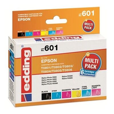 edding EDD-601 Tintenpatrone - Kompatibles Mehrfachpack - Schwarz, Cyan, Magenta - Epson Serie edding EDD-601 Tintenpatrone - Kompatibles Mehrfachpack - Schwarz, Cyan, Magenta - Epson Serie