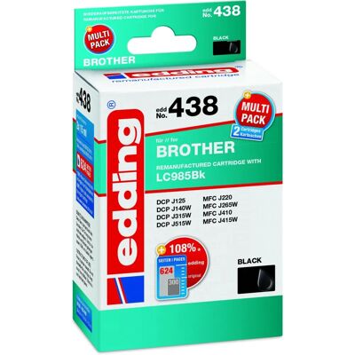 Černá tiskárna Edding LC985 - Kompatibilní s Brother - 2 kusy Černá tiskárna Edding LC985 - Kompatibilní s Brother - 2 kusy