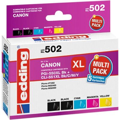 Edding EDD-502 Cartouche de toner - Pack de 5 noir, cyan, magenta, jaune Edding EDD-502 Cartouche de toner - Pack de 5 noir, cyan, magenta, jaune