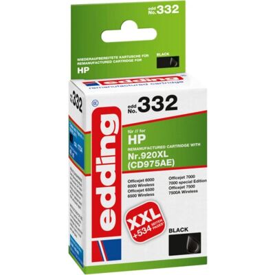 Edding EDD-332 Inkoustová kazeta - Černá - Kompatibilní s HP 920XL a 920 Edding EDD-332 Inkoustová kazeta - Černá - Kompatibilní s HP 920XL a 920