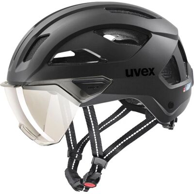 Casque vélo avec visière Uvex Noir - Catégorie 1, OTG, LED - Publicité Casque vélo avec visière Uvex Noir - Catégorie 1, OTG, LED - Publicité