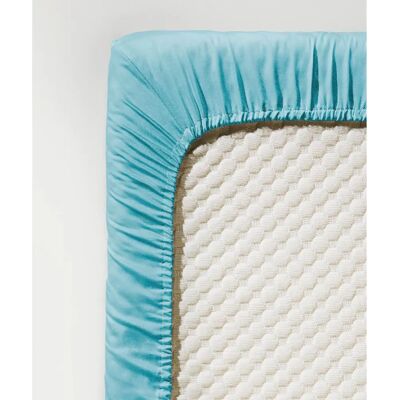 FLEURESSE Eisblau Mako Satin Spannbettlaken - Bettwäsche FLEURESSE Eisblau Mako Satin Spannbettlaken - Bettwäsche