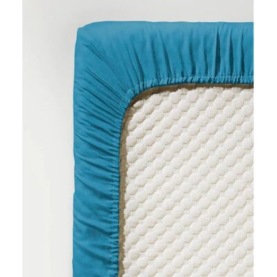 Fleuresse Blau 160x200cm Mako-Satin Spannbettlaken - Bettwäsche Fleuresse Blau 160x200cm Mako-Satin Spannbettlaken - Bettwäsche
