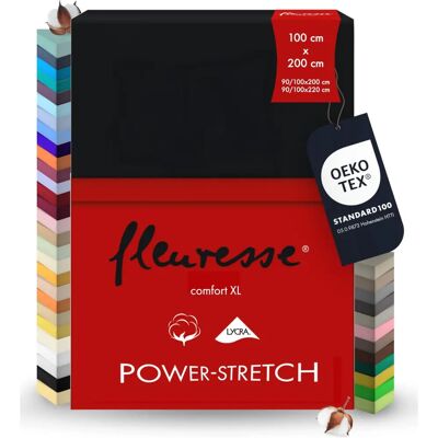 FLEURESSE Komfort XL Spannbettlaken - Hochwertiger Mako-Jersey, Schwarz FLEURESSE Komfort XL Spannbettlaken - Hochwertiger Mako-Jersey, Schwarz