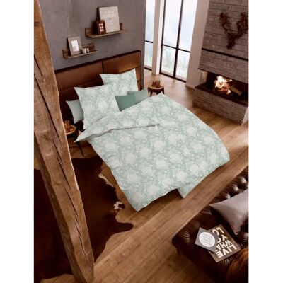 Fleuresse Lech 4390 Grüne Jacquard-Flanell Bettwäsche Fleuresse Lech 4390 Grüne Jacquard-Flanell Bettwäsche