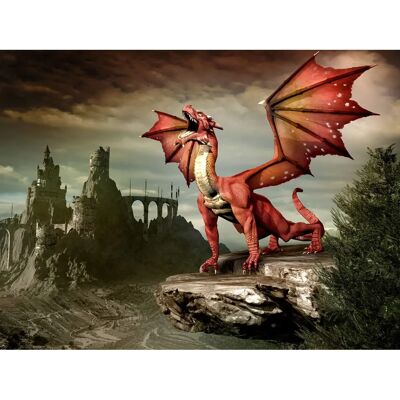 PAPERMOON Roter Drache Fototapete - Hochwertiger Digitaldruck 2,5x1,86m PAPERMOON Roter Drache Fototapete - Hochwertiger Digitaldruck 2,5x1,86m