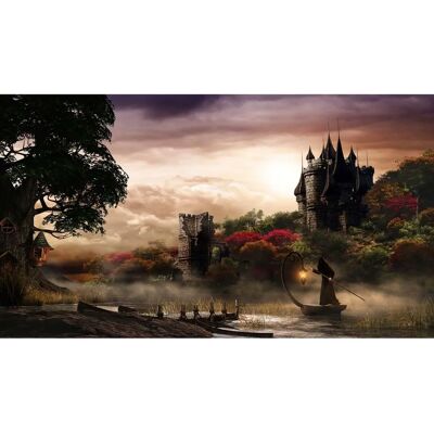 PAPERMOON Mystery Lake und Castle Fototapete - Bunt, Digitaldruck PAPERMOON Mystery Lake und Castle Fototapete - Bunt, Digitaldruck