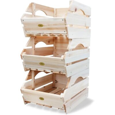 Lot de 3 caisses en bois HABAU - Polyvalentes et empilables - Publicité Lot de 3 caisses en bois HABAU - Polyvalentes et empilables - Publicité