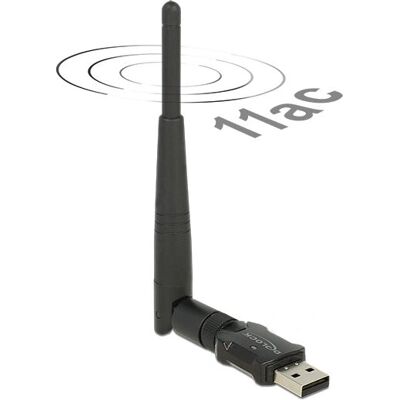 DeLOCK 12462 Dualband WLAN ac/a/b/g/n USB Netzwerkadapter - Schwarz DeLOCK 12462 Dualband WLAN ac/a/b/g/n USB Netzwerkadapter - Schwarz
