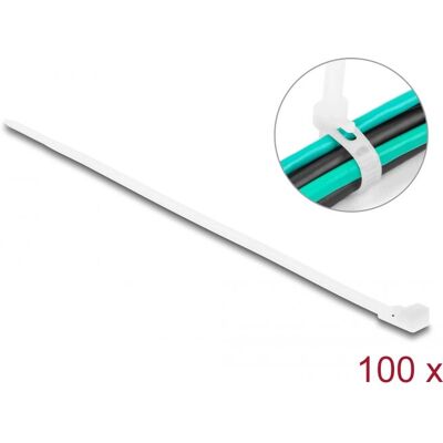 DeLOCK 18642 Gjenanvendelige nylon kabelklemmer - 200mm, Hvid - Kabelklemmer DeLOCK 18642 Gjenanvendelige nylon kabelklemmer - 200mm, Hvid - Kabelklemmer
