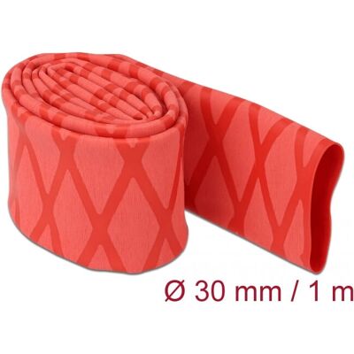 DeLock Schrumpfschlauch X-Muster rot, 1m, 30mm DeLock Schrumpfschlauch X-Muster rot, 1m, 30mm
