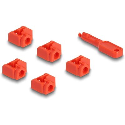 Set de Bloqueurs de Ports RJ45 DeLOCK 20928 - Bloqueur + Clé - Rouge Set de Bloqueurs de Ports RJ45 DeLOCK 20928 - Bloqueur + Clé - Rouge