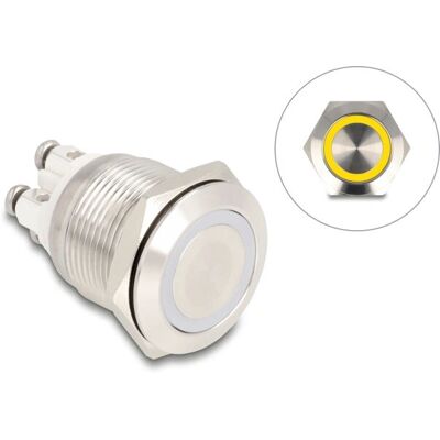 DeLOCK 20979 Bouton-poussoir argenté - 19mm, LED jaune, IP65 - Publicité DeLOCK 20979 Bouton-poussoir argenté - 19mm, LED jaune, IP65 - Publicité