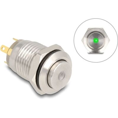 DeLock 20982 Drucktaster - Grün LED - 12mm - 230V DeLock 20982 Drucktaster - Grün LED - 12mm - 230V