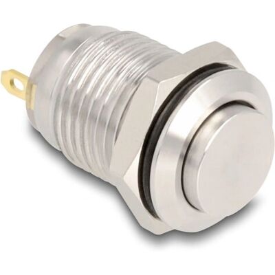 DeLOCK 20983 Silber Drucktaster - 12mm Einbau, 2 Lötanschlüsse DeLOCK 20983 Silber Drucktaster - 12mm Einbau, 2 Lötanschlüsse