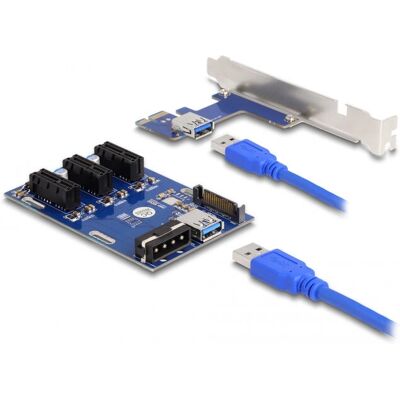 DeLock Carte riser PCIe x1 à 3 x PCIe x1 Bleue - Publicité DeLock Carte riser PCIe x1 à 3 x PCIe x1 Bleue - Publicité