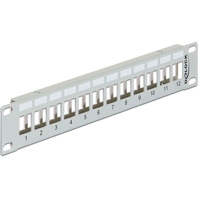 Delock 43327 Ondersteunt 12 Keystone-modules - 10'' Patch Panel - Grijs Delock 43327 Ondersteunt 12 Keystone-modules - 10'' Patch Panel - Grijs